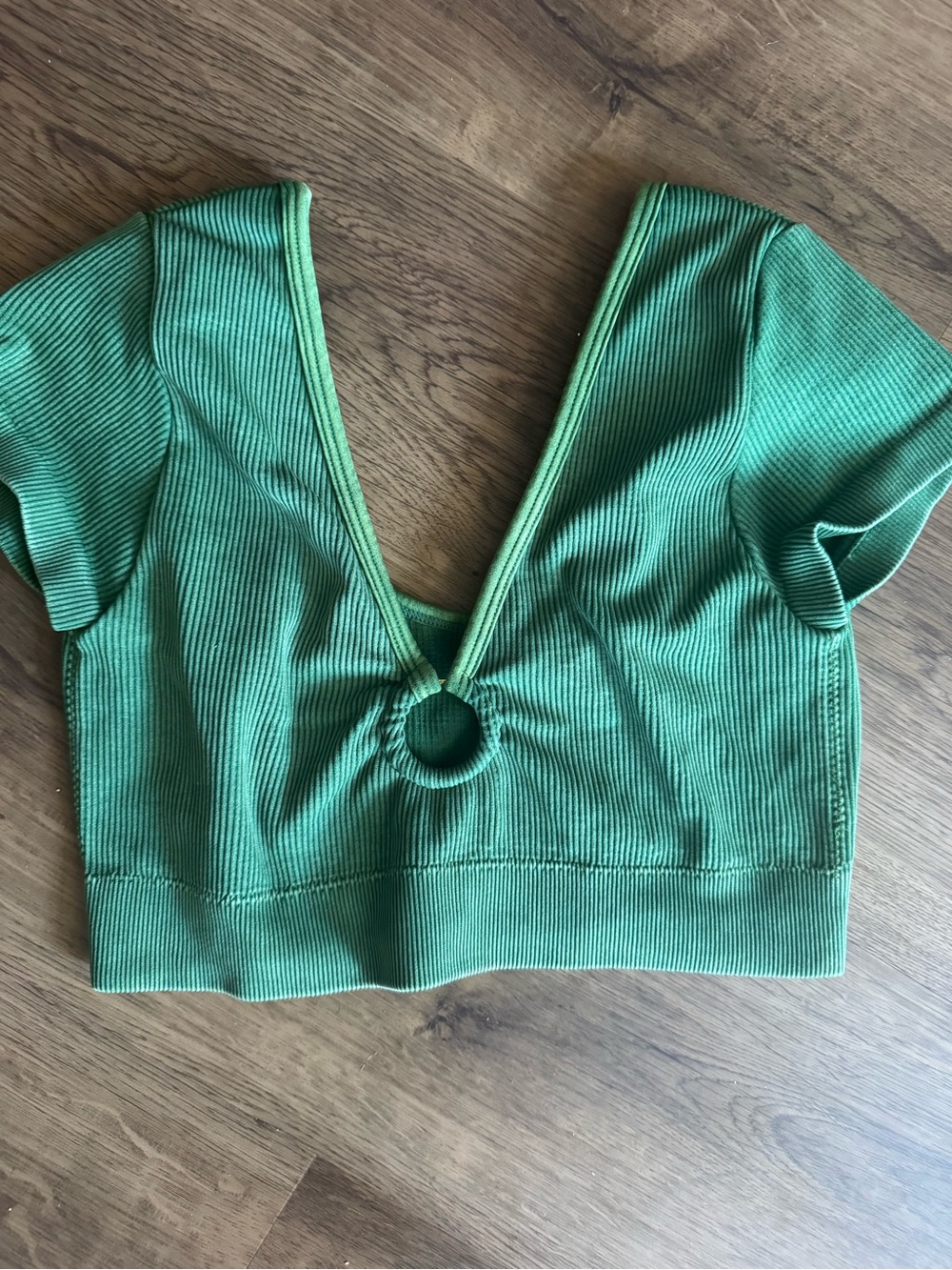 Aerie Ribbed V-Neck Crop Top with Ring Detail